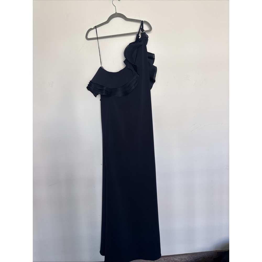 badgley mischka dress Size 12 Navy  Cocktail Off The Shoulder